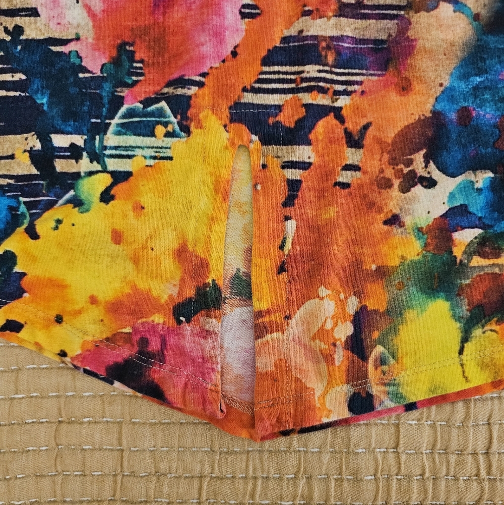 Parsley & Sage Colorful Abstract Artsy‎ Print Top Asymmetrical Wearable Art - Picture 2 of 7